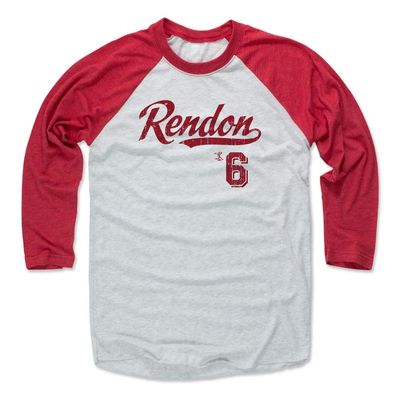 500 LEVEL Anthony Rendon 3/4 Sleeve T-Shirt (Baseball Tee, XXX-Large, Red/Ash) - Anthony Rendon Script