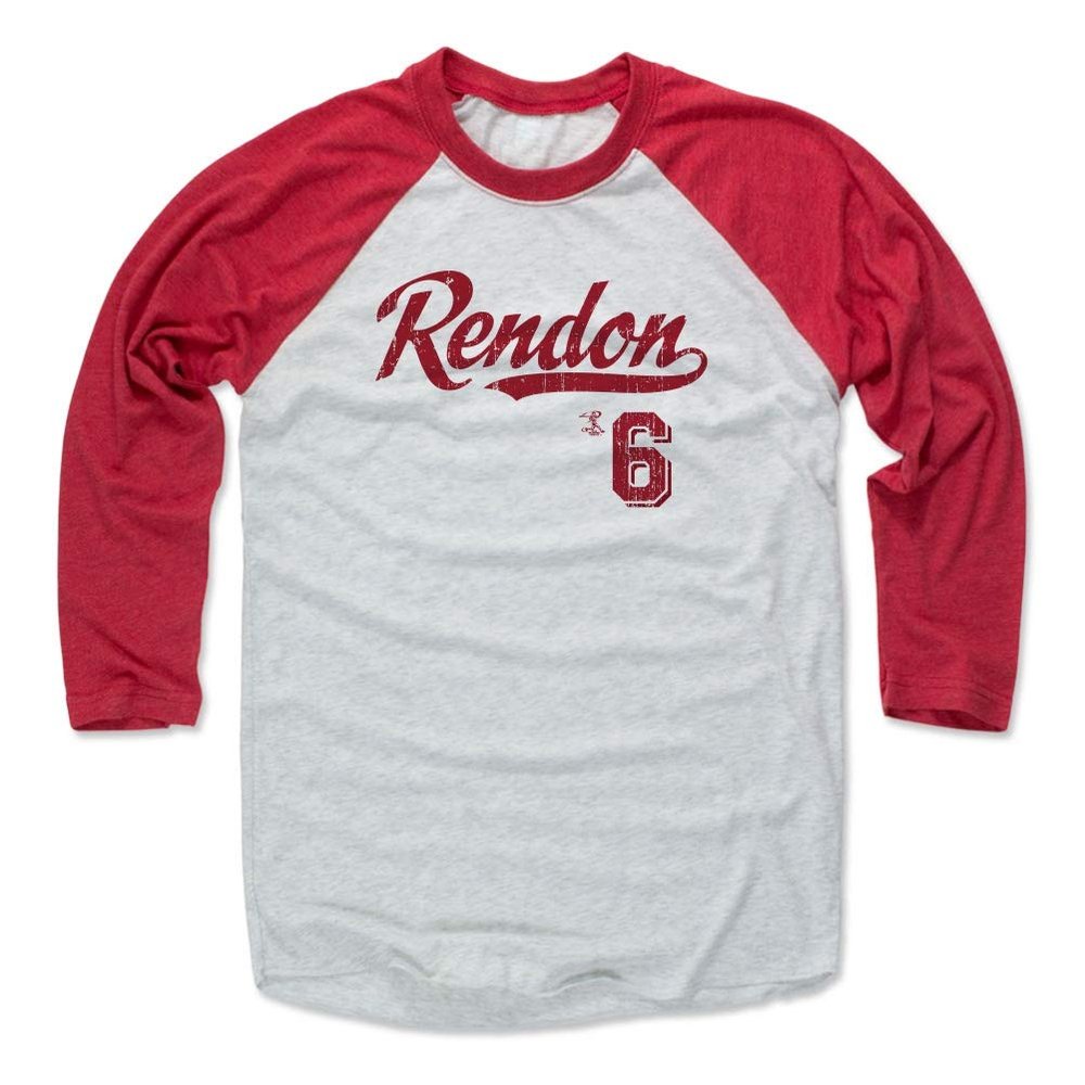 500 LEVEL Anthony Rendon 3/4 Sleeve T-Shirt (Baseball Tee, XXX-Large, Red/Ash) - Anthony Rendon Script