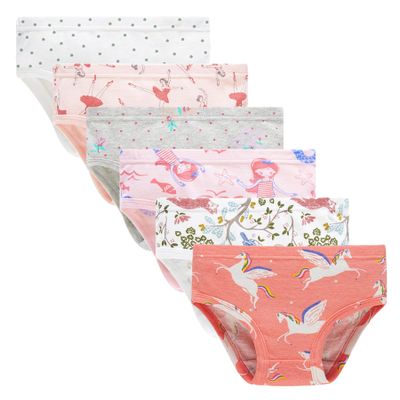 Winging Day Big Girls Soft Cotton Briefs Assorted of Prints Underwear Size 14 (6-Pack)