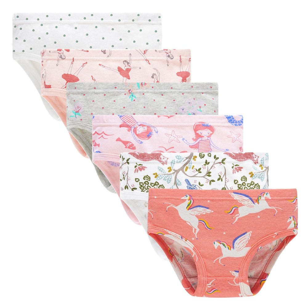 Winging Day Big Girls Soft Cotton Briefs Assorted of Prints Underwear Size 14 (6-Pack)