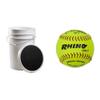 Champion Sports White Baseball Bucket with Soft Seat Lid and SB11 Official Youth 11 Optic Yellow Syntex Synthetic Leather Softball Set (24 Softballs) view 1