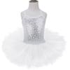 Yartina Kids Grils Ballet Dance Leotard Shiny Sequined Tutu Dress Gymnastics Ballerinas Skirts Dance Wear White 3-4 view 3