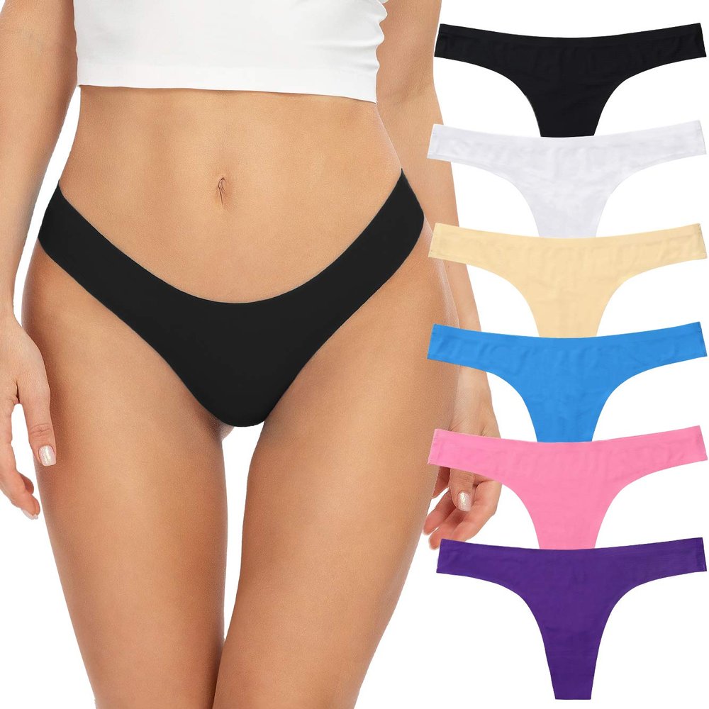 Altheanray Thongs for Women, No Show Womens Thongs Underwear, Ice Silk Thong Bikini Underwear Pack (New3080M- Color)