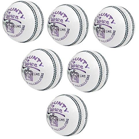 CW 6 X County Crown White Cricket Ball Night Day Match Official Leather Balls