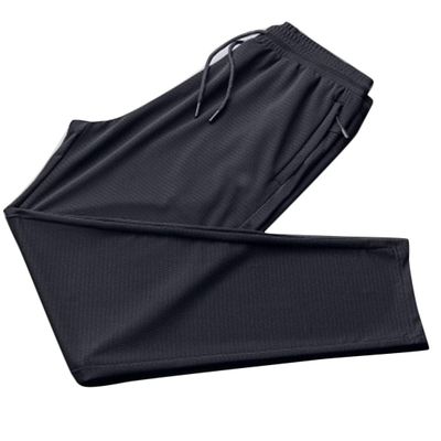 Flygo Men's Mesh Pants Elastic Waist Drawstring Joggers Tapered Track Athletic Workout Sweatpants (Dark Blue, X-Large)
