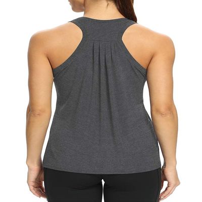 Bestisun Racerback Workout Exercise Shirts for Women Active Yoga Clothes Long Tank Tops Loose fit Heather Gray XXL