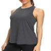 Bestisun Racerback Workout Exercise Shirts for Women Active Yoga Clothes Long Tank Tops Loose fit Heather Gray XXL view 3