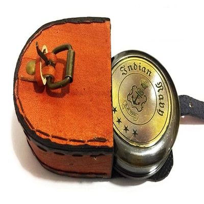 ArtizanStore Brass Compass Antique Indian Navy Gift Compass with Leather Case