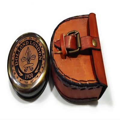 ARTIZANSTORE Brass Compass Engraved with Dollond London 1920 Stamped with Leather Case-Camping Compass-Navigational Compass-Boys Gift