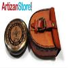ARTIZANSTORE Brass Compass Engraved with Dollond London 1920 Stamped with Leather Case-Camping Compass-Navigational Compass-Boys Gift view 3