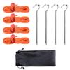 Azarxis Outdoors Tent Stakes Pegs with Reflective Guy Lines Ropes 13ft per Piece with Aluminum Cord Adjuster Tensioner for Camping Hiking Backpacking (4 Silvery Pegs & 4 Orange Cords - 3mm) view 1