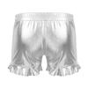 Agoky Girls Metallic Gymnastic Dance Athletic Shorts Shiny Bottoms Booty Shorts for Sports Workout Swimming Silver 14 view 2