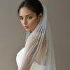 azaleas Wedding Bridal Veil with Comb 1 Tier Cut Edge Fingertip&Cathedral Length Pearl(V05) view 2