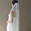 azaleas Wedding Bridal Veil with Comb 1 Tier Cut Edge Fingertip&Cathedral Length Pearl(V05) view 3