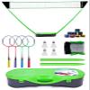 Peak Fits Portable Badminton Net Set,Folding Volleyball Badminton Net,4 Professional Graphite Badminton Racket,8 Racket Grip Tape,4 Shuttlecocks,Family Game,Backyard Sports view 1