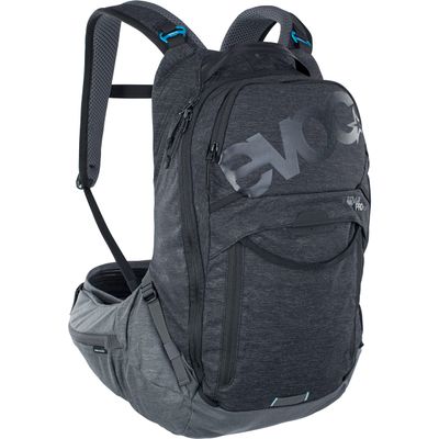 Evoc TRAIL PRO 16l protector backpack for day tours & trail riding (Size: L/XL, LITESHIELD PLUS back protector, extremely lightweight, 3l hydration bladder compartment), Black/Carbon Grey