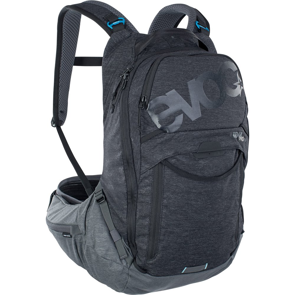 Evoc TRAIL PRO 16l protector backpack for day tours & trail riding (Size: L/XL, LITESHIELD PLUS back protector, extremely lightweight, 3l hydration bladder compartment), Black/Carbon Grey