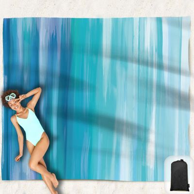 Hiwoss Beach Blanket Waterproof Sandproof Oversized 95x 80,Sand Free Beach Mat with Corner Pockets,Portable Mesh Bag for Travel and Outdoor Camping (Dreamsea) (Dreamsea)