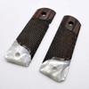 Compatible Replacement for 1911 Colt Full Size Classic Checkered Rosewood Premium Gun Grips Pearl Accent Bonus 4 Gold Screws view 2
