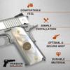 Premium Grips Compatible Replacement for Full Size 1911 Grips Pearl w/Buffalo Nickel Inserts Colt Gov. & Clones Taurus, S&W, Springfield, Rock Island Mother of Pearl view 4