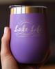 Bevvee Lake Life - Wine Tumbler with Sliding Lid - Stemless Stainless Steel Insulated Cup - Cute Outdoor Camping Mug - Purple view 3