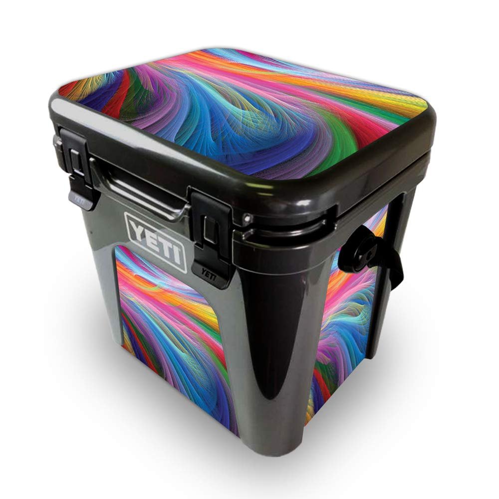 MightySkins Skin Compatible with Yeti Roadie 24 Hard Cooler - Rainbow Waves | Protective Viny wrap | Easy to Apply and Change Styles | Made in The USA