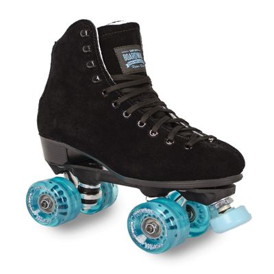 Sure Grip Boardwalk Unisex Outdoor Roller Skates - Constructed with Material of Nylon and Suede | ABEC 3 Bearings, Soft 78A Motion 62mm Wheels, Nylon Rock Plates | Black and Blue Motion