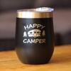 Happy Camper Wine Tumbler with Sliding Lid - Stemless Stainless Steel Insulated Cup - Cute Outdoor Camping Mug - Black view 2