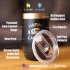 Happy Camper Wine Tumbler with Sliding Lid - Stemless Stainless Steel Insulated Cup - Cute Outdoor Camping Mug - Black view 4
