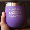 Bevvee Happy Camper Wine Tumbler with Sliding Lid - Stemless Stainless Steel Insulated Cup - Cute Outdoor Camping Mug - Purple view 3