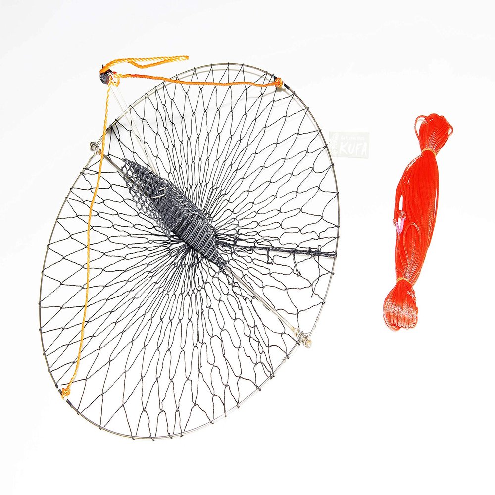KUFA Sports Stainless Steel Frame Casting Crab Trap with 100' Rope (CR56) (22")