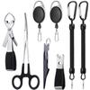 8 Pieces Fly Fishing Tools Accessories Include 4 in 1 Fly Line Clipper Black Knot Tyer Fishing Line Nipper Fishing Hook Remover Forcep Retractors Keychains and Fishing Lanyard for Anglers view 1