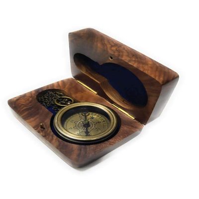 ArtizanStore Antique Brass Compass RMS Titanic 1912 Brass Pocket Compass with Wooden Box