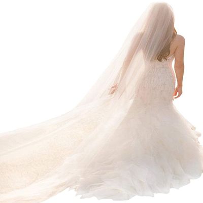 EllieHouse Women's 1 Tier Chapel Wedding Bridal Veil With Comb E90 Ivory
