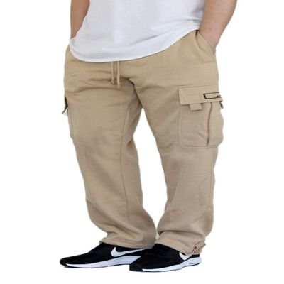 AIRNINE Men's Fleece Cargo Sweatpants Heavyweight S-6XL (Khaki, X-Large)