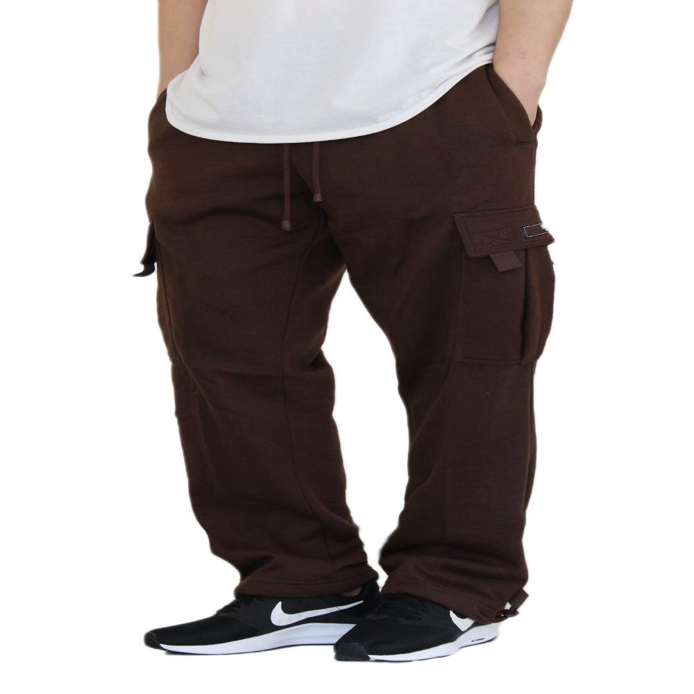 AIRNINE Men's Fleece Cargo Sweatpants Heavyweight S-6XL (Brown, 5X-Large)