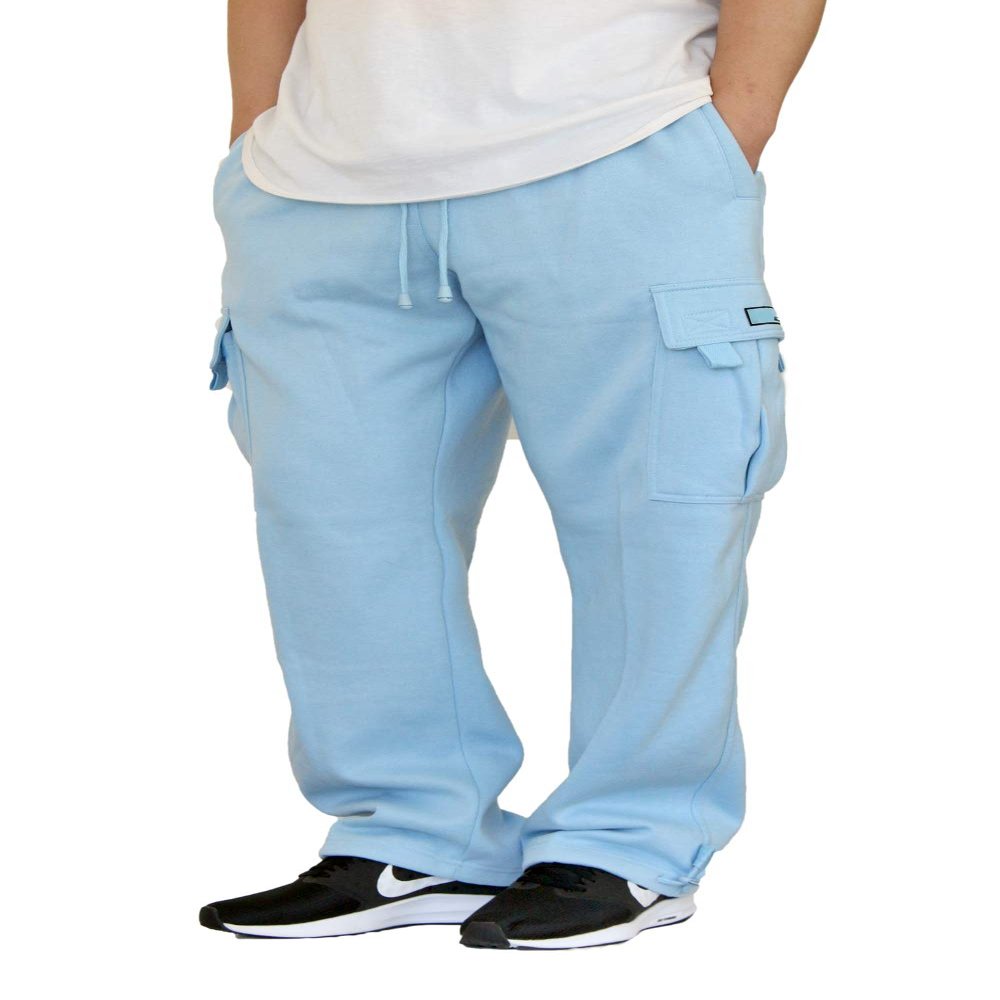 AIRNINE Men's Fleece Cargo Sweatpants Heavyweight S-6XL (Sky Blue, 6X-Large)