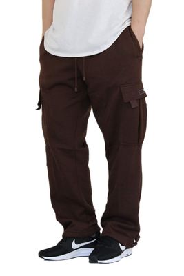 AIRNINE Men's Fleece Cargo Sweatpants Heavyweight S-6XL (Brown, Large)