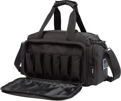 AIRTTUZ Range Bag | Gun Range Duffle Bag for Handguns and Ammo,USA Flag Patch Included. (Black)