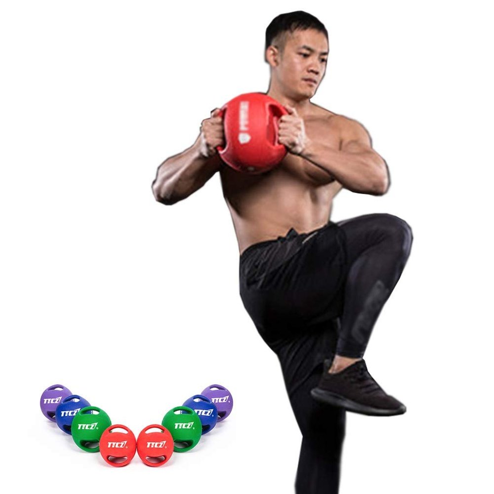 Medicine Balls AGYH Binaural Rubber Gravity Ball, Anti-Slip Pattern Enhances Grip, Home Fitness Equipment, Burning Calories, Strength Training, 6lb-20lb (Size : 14lb-Blue)