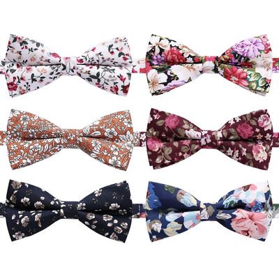 AUSKY Elegant Adjustable Pre-tied bow ties for Men Boys in Different Colors1&4&5&6&8 Pack for option (Floral D)