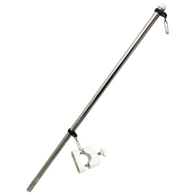 MARINE CITY Rail Mount Flag Staff & 21" Flagpole with White Plastic Base, 304 Stainless Steel Fits 7/8" to 1" Tubing Durable, Rust-Resistant for Boats, Yachts, RVs & Marine Use
