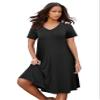 Roaman's Women's Plus Size Short Sleeve Sleeve Swing Dress - 42/44, Black view 1