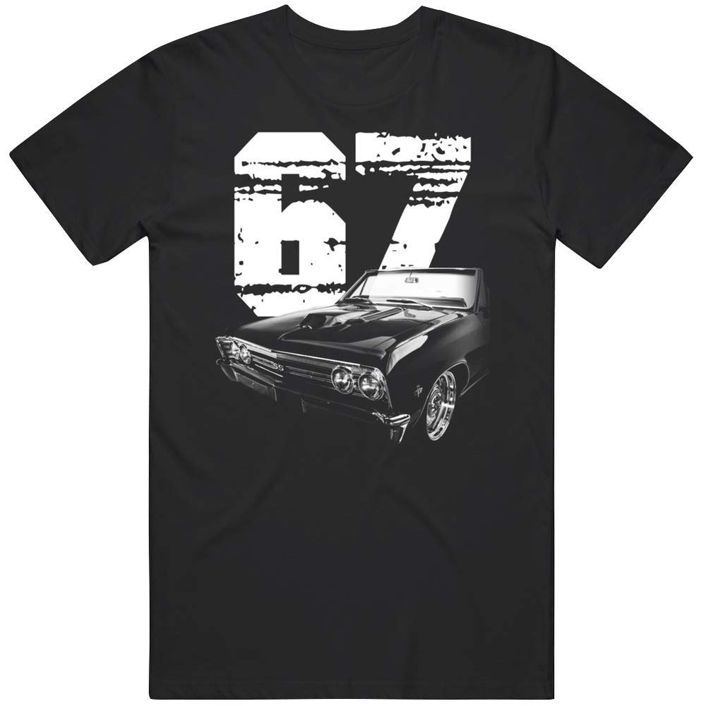 1967 Chevy Chevelle Silhouette Front Side View with Year T Shirt L Black
