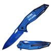 GIFTS INFINITY Customized Engraved Pocket Folding Knife - Groomsmen Wedding Party Monogrammed (Blue Metal) view 1
