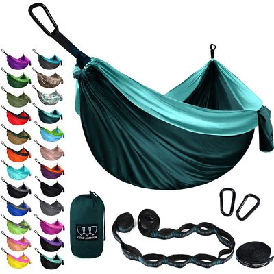 Gold Armour Camping Hammock - XL Double Hammock Portable Hammock Camping Accessories Gear for Outdoor Indoor with Tree Straps, USA Based Brand (Turquoise and Seafoam)