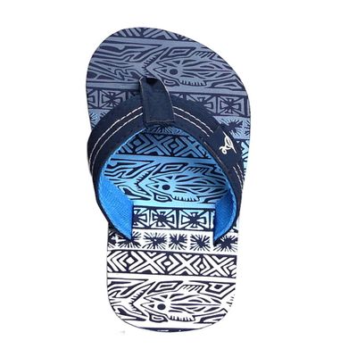 REDVOLUTION New Kids' Tribal Pattern Tropical Print Beach Sandals Boys' Bali Flip-Flop (7, Navy, numeric_7)