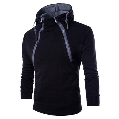 XUETON Mens Long Sleeve Hoodie Sweatshirt Fashion Solid Shirt Athletic Running Cycling Gym Tops Bulk Bundle (Black,X-Large)