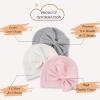 Bamery Newborn Baby Girl Hat Cotton Baby Bow Beanie Preemie Hats Spring Infant Hats for Girls 0-12 Months (White+Pink+Gray, Preemie) view 2