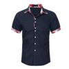XUETON Mens Classic Dress Short Sleeve T-Shirt Double Collar Slim Fit Casual Button Down Shirt V-Neck Shirts (Navy,Medium) view 3